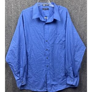 Puritan 2XL Blue Button Down Shirt Wrinkle Free Dress Shirt 18.5 36/37 Tall‎ Big